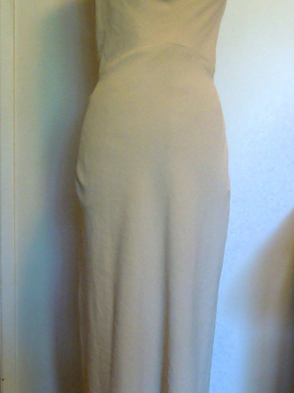 Long Beige/Sand Dress Gold Detail Size SMALL Zara Draped Neck Midi NWT - Picture 6 of 7